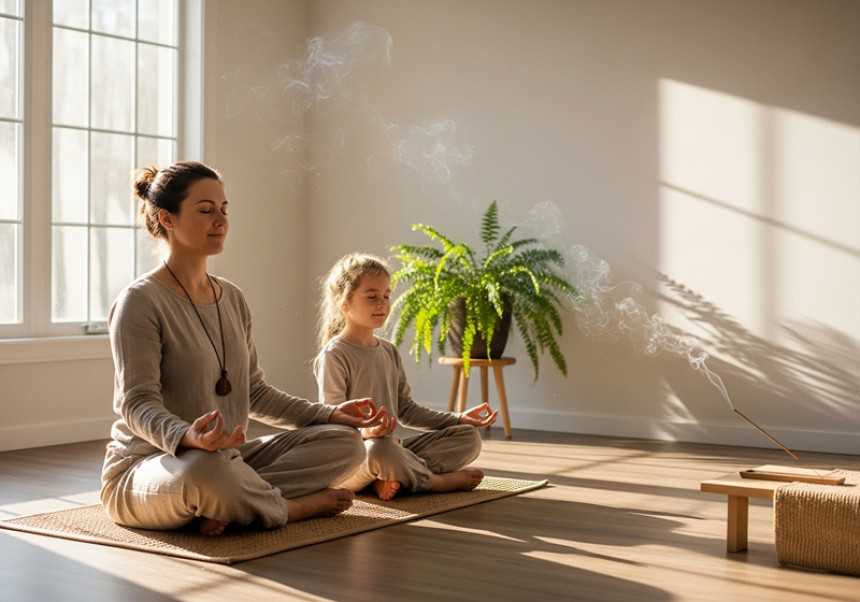 Parent and child practicing mindfulness for family mental health in 2025