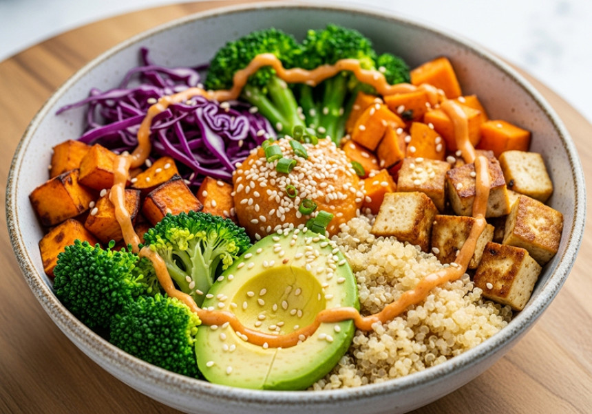 Plant-based vegan Buddha bowl global recipe 2025