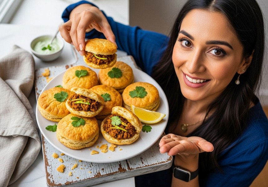 Food blogger showcasing Khari Ghust as a trending dish