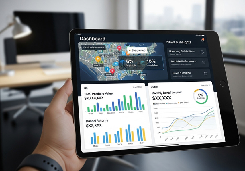 Global real estate investor viewing rental income from fractional property investments