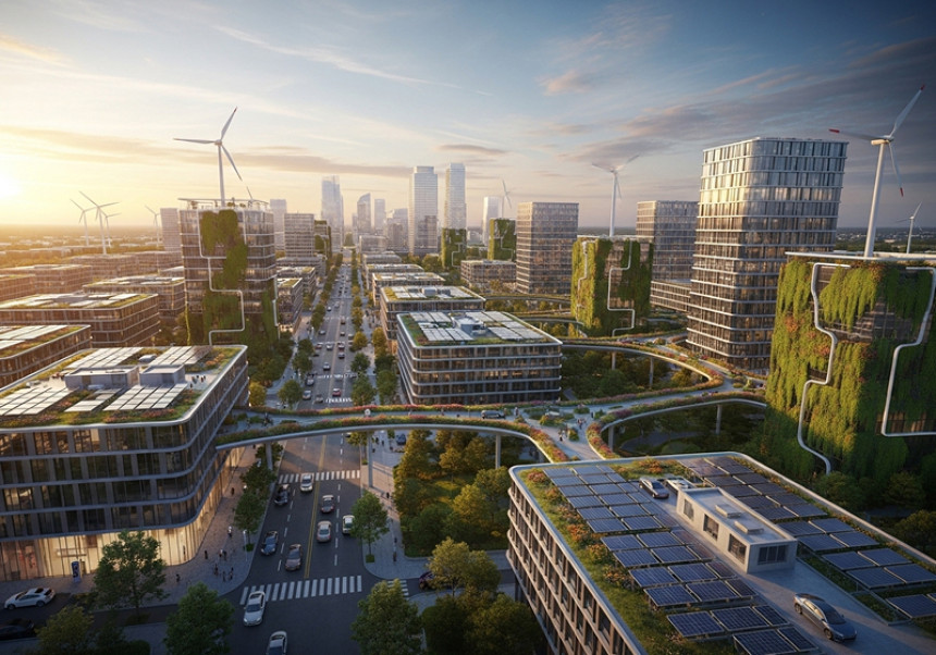 Sustainable smart city real estate trend with green homes and clean tech