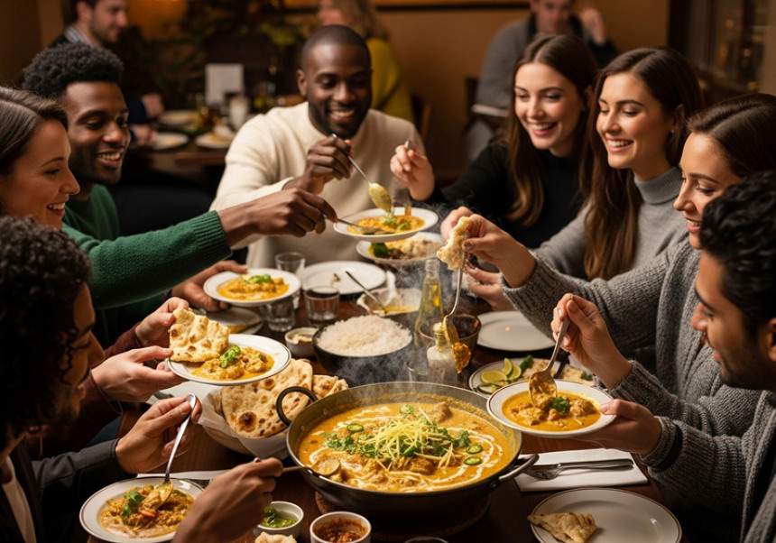 People from different countries enjoying White Karahi together.