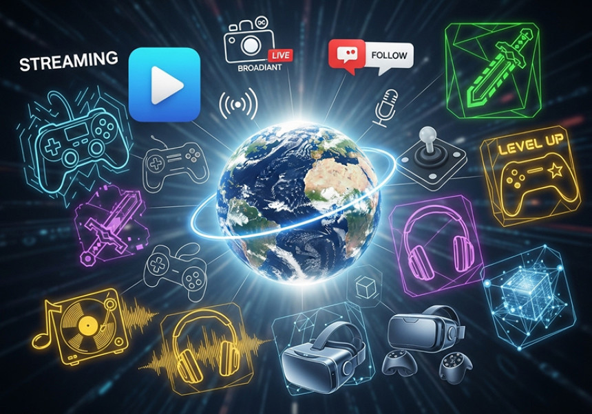 The global future of entertainment 2025 across streaming, gaming, music, and VR.