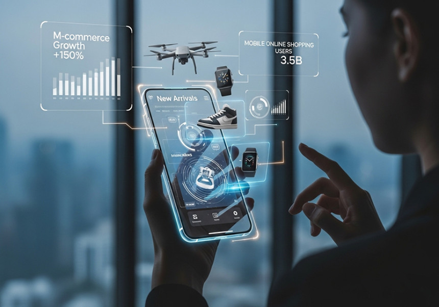 mobile e-commerce 2025, m-commerce growth, mobile online shopping
