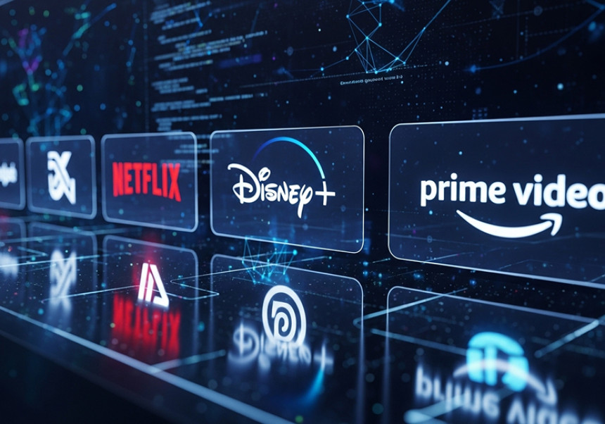 Global movie streaming platforms in 2025 on futuristic digital screen