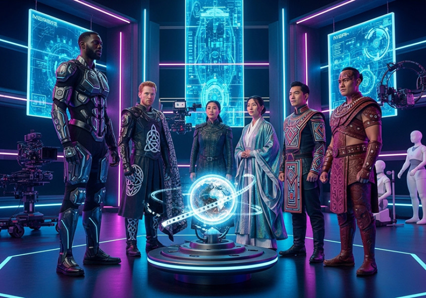 Cross-cultural movie cast symbolizing global cinema unity